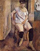 Jules Pascin The Woman wearing yellow short boots oil painting picture wholesale